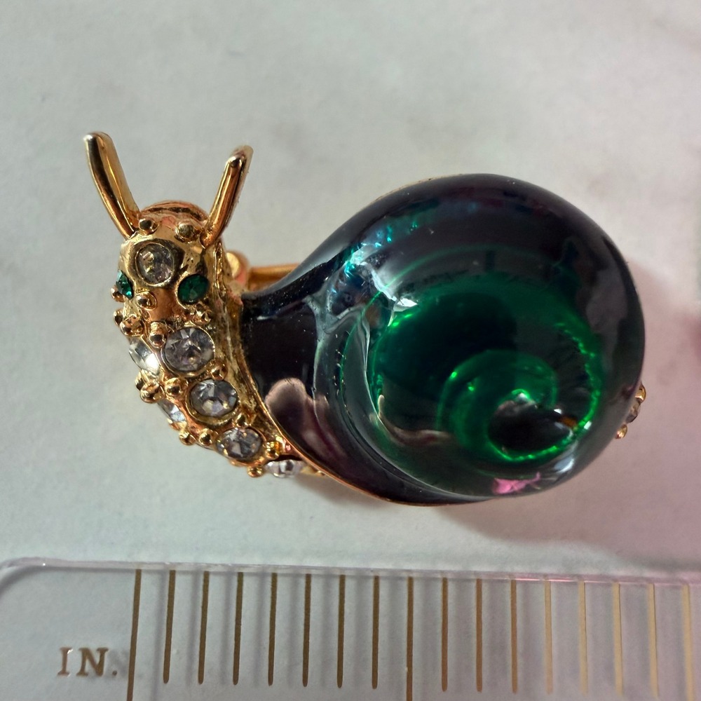 5pc Animal Insect Brooch Pin Set Gold Tone Rhinestone Enamel Owl Frog Turtle Bug - Picture 5 of 13